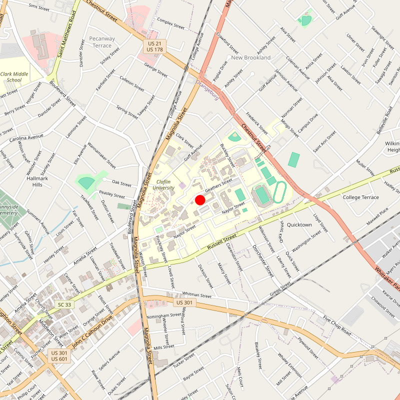 Map of South Carolina State University, Orangeburg, SC