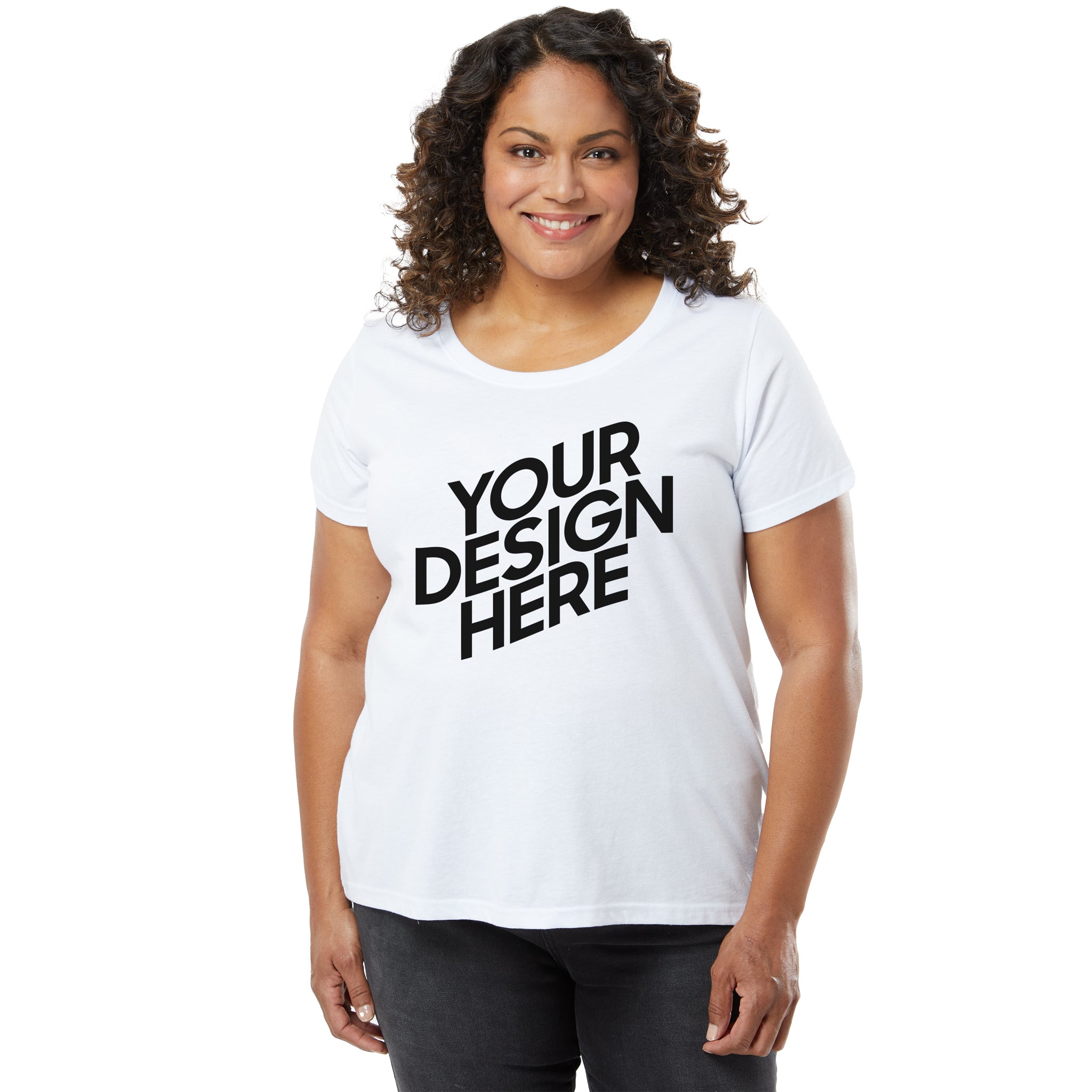 LAT Apparel Custom Women's Curvy Fine Jersey Tee (3816)