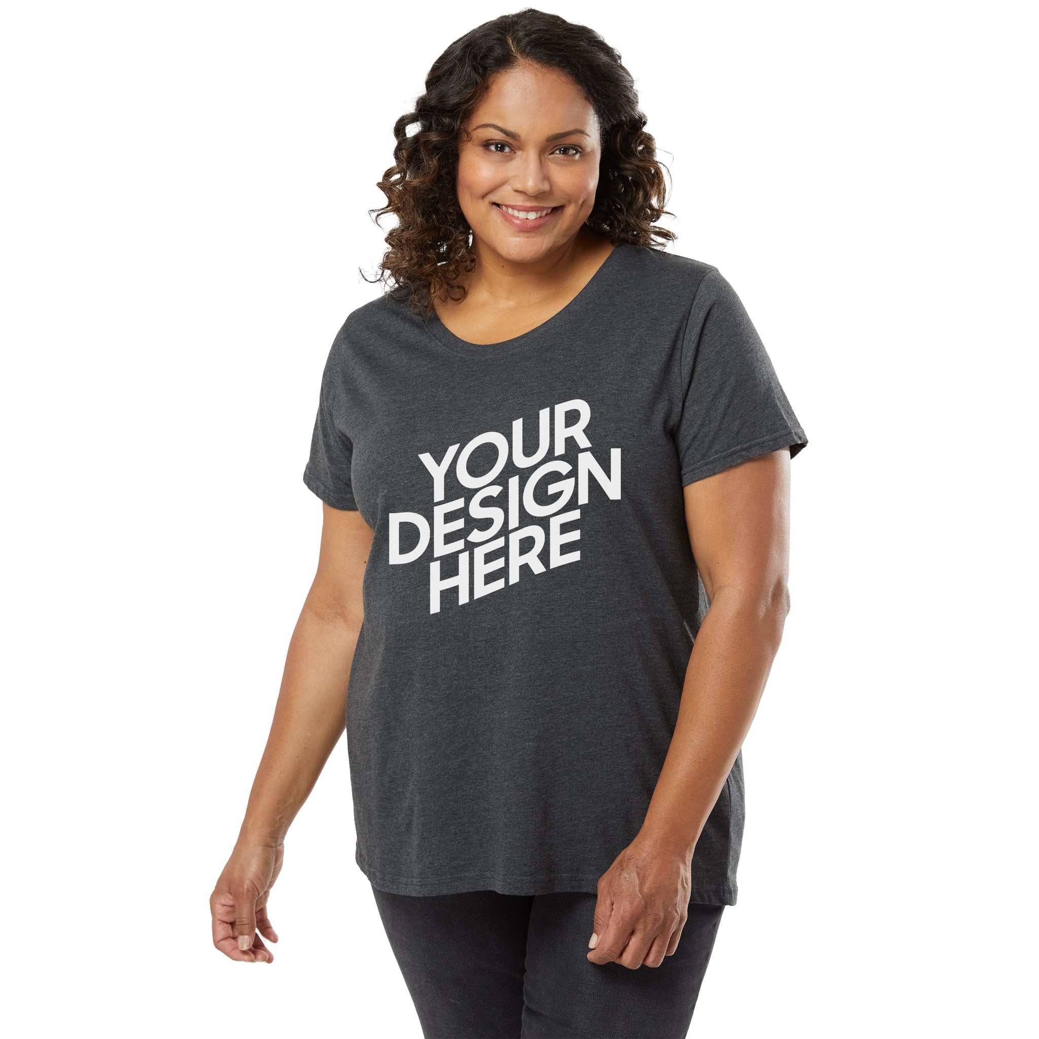 LAT Apparel Custom Women's Curvy Fine Jersey Tee (3816)